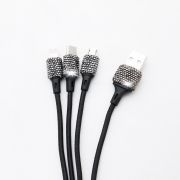 Кабель для зарядки с белыми стразами