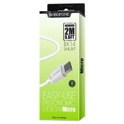 Кабель USB - MicroUSB 2м 2.4A белый LinkJet BOROFONE BX14