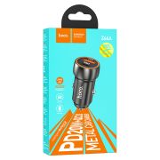 Автомобильное зарядное устройство Blue whale 1xUSB+1xUSB-C 3A/18W синий HOCO Z46A