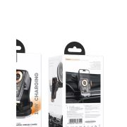 Держатель телефона в дефлектор (с беспроводной зарядкой с сенс. удерж) с прозрачной панелью HOCO HW8