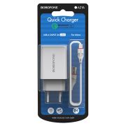 Сетевое зарядное устройство Long journey 1xUSB+с Кабелем USB - Micro 3A/18W белый BOROFONE BA21A