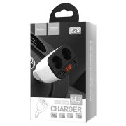 Зарядное устройство в прикуриватель Power Ocean 2xUSB+2 прикуриватель 3.1A/160W белый HOCO Z28