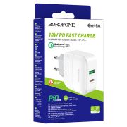 Сетевое зарядное устройство Premium 1xUSB+1xUSB-C 3A/18W белый BOROFONE BA46A