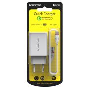 Сетевое зарядное устройство Long journey 1xUSB+с Кабелем USB - Type-C 3A/18W белый BOROFONE BA21A