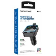 Трансмиттер Bluetooth в прикуриватель+2USB QuickCharge (18W)+1Type-C QuickCharge(20W) BOROFONE BC53