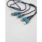 Кабель для зарядки с бирюзовыми стразами