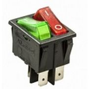 Клавиша 250V 16А ДВОЙНАЯ красная/зеленая с подсветкой (6конт) ON-OFF Nord YADA