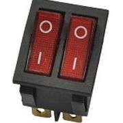 Клавиша 250V 16А ДВОЙНАЯ красная с подсветкой (6конт) ON-OFF Nord YADA