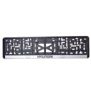 Рамка для номера с защелкой с надписью «ХЕНДАЙ » серая (накатка черная)