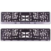 Рамка для номера с защелкой с надписью «ХОНДА» серая (накатка черная)