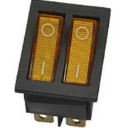 Клавиша 250V 16А ДВОЙНАЯ желтая с подсветкой (6конт) ON-OFF Nord YADA
