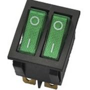 Клавиша 250V 16А ДВОЙНАЯ зеленая с подсветкой (6конт) ON-OFF Nord YADA