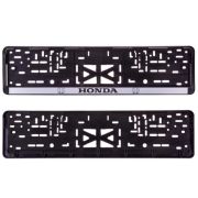 Рамка для номера с защелкой с надписью «ХОНДА» черная (накатка черная)