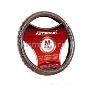 Оплетка руля M барсеточная гармошка кожа коричневая Autoprofi