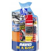 Набор подарочный экспресс уход (очиститель шин, полироль панели, освежитель воздуха, салфетка) ABRO