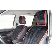 Накидки MAXIMAL комплект Алькантара Полоса черный/красный COOLPART (JJ33)