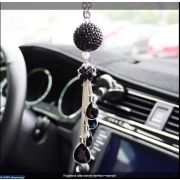 Подвеска Шар капля (серебро+черный)