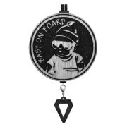 Арома подвеска Baby on board с мини-брелоком в черном-белом цвете