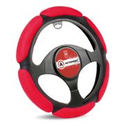 Оплетка руля M поролон (6 подушечек) черно-красная Autoprofi