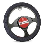 Оплетка руля L алькантара стеганая черная Autoprofi