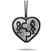 Арома подвеска Сердце пазл в черно-белом цвете (КОМПЛЕКТ)