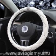 Оплетка Корона со стразами (белая)