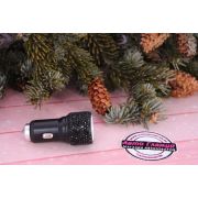 Зарядное устройство автомобильное, два выхода (черные стразы)