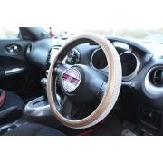 Оплетка Роскошь (золотая кожа белые стразы)