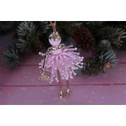 Подвеска Куколка из бисера (розовая)