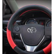 Оплетка экокожа комбинированная перфорацией (красная)