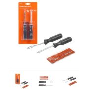 Набор для ремонта б/к шин прямые ручки (шило для жгута, шило-напильник, жгуты 3шт) AIRLINE (ATRK-29)