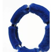 Оплетка меховая со стразами (синяя)