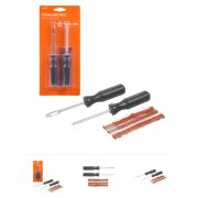 Набор для ремонта б/к шин прямые ручки (шило: для жгута+спиральное, жгуты 3шт) AIRLINE (ATRK-28)