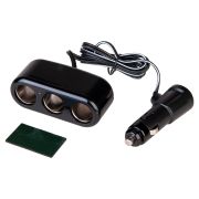 Разветвитель прикуривателя 3 гнезда черный предохранитель 10А SKYWAY