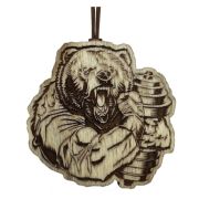 Арома подвеска Медведь с гантелей в коричнево-белом цвете