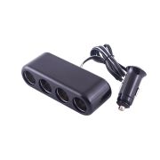 Разветвитель прикуривателя 4 гнезда черный предохранитель 10А SKYWAY