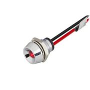 Лампа индикатор SCI R9-34LR 12В светодиод.ф5мм, в хромир. латун. корпусе, с проводом, красная