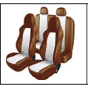 Чехлы сиденья Pandora «TAIPAN PREMIUM» 13 предмета,3 под.6молний.кор/белый,эко-кожа.ромб.