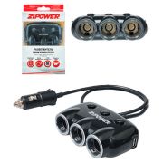 Разветвитель прикуривателя 3 гнезда 12/24В 2USB с проводом 0,5м ZIPOWER AGA (PM6653)