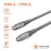 Кабель для Type-C - Type-C Поддерживает cтандарт быстрой зарядки PD. AIRLINE (ACH-CPD-27)