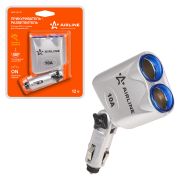 Разветвитель прикуривателя 2 гнезда 10А, с гнездом для прикуривателя AIRLINE (ASP-2L-14)